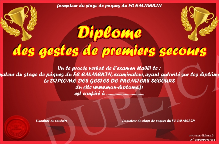 diplome 1er secours